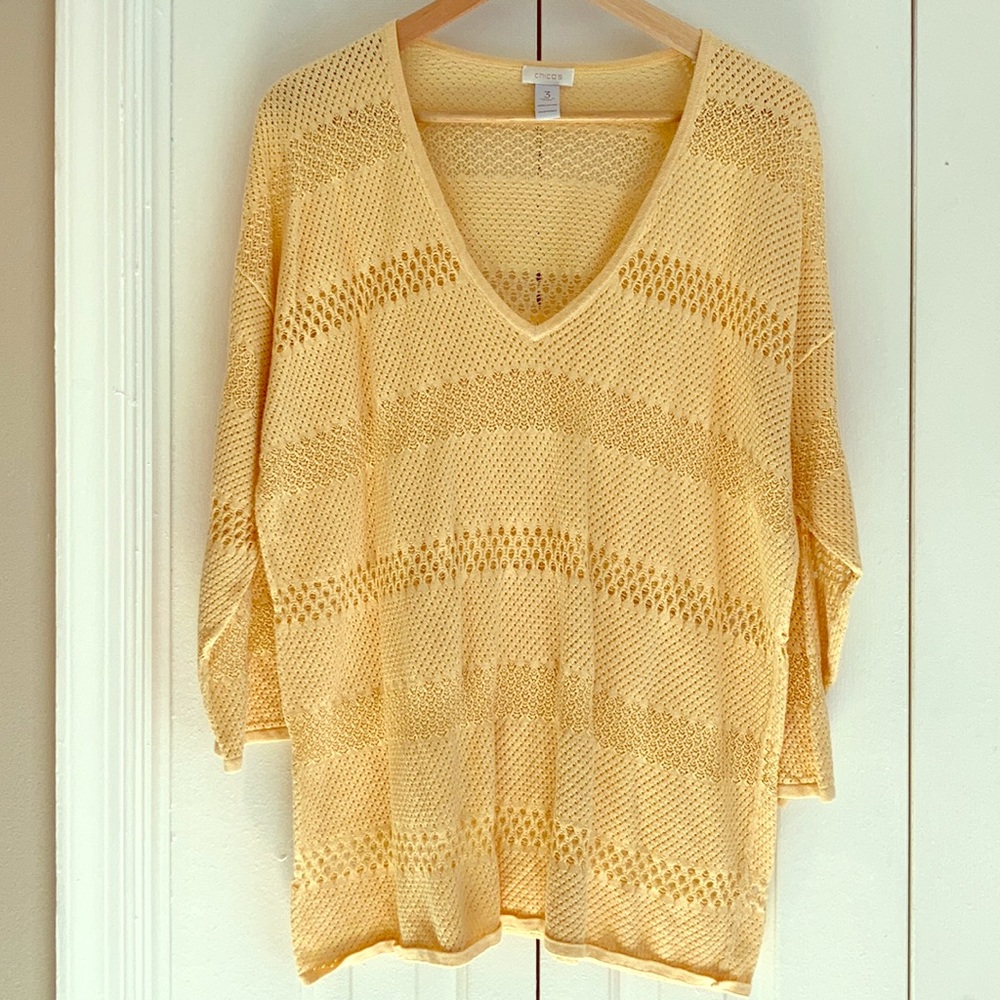 Plus Size Chico’s Pale Yellow Top
